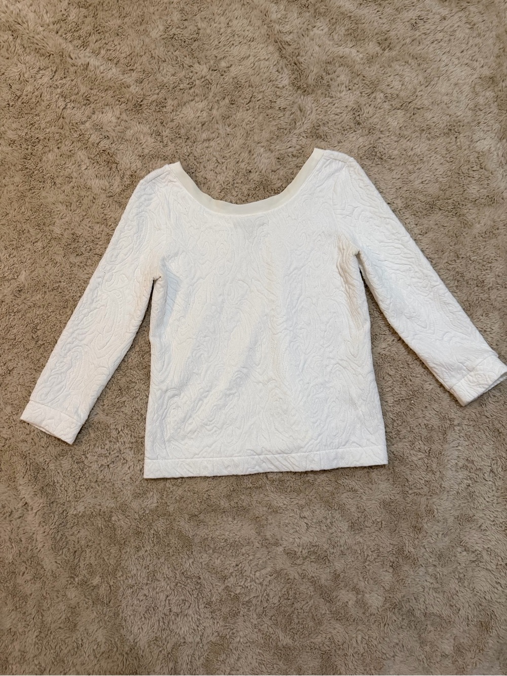 Banana Republic White Textured Scoop Neck Sweater